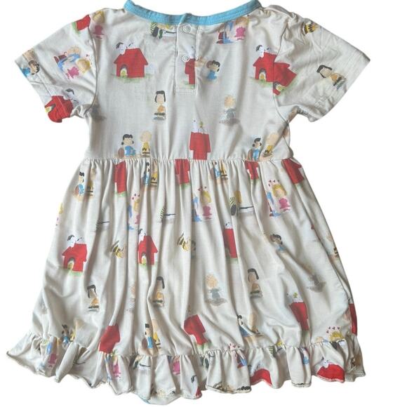 2T Bundle Of Joy Co Twirl Bodysuit Dress Bamboo Snoopy Peanuts Gang Print Soft - Picture 14 of 15